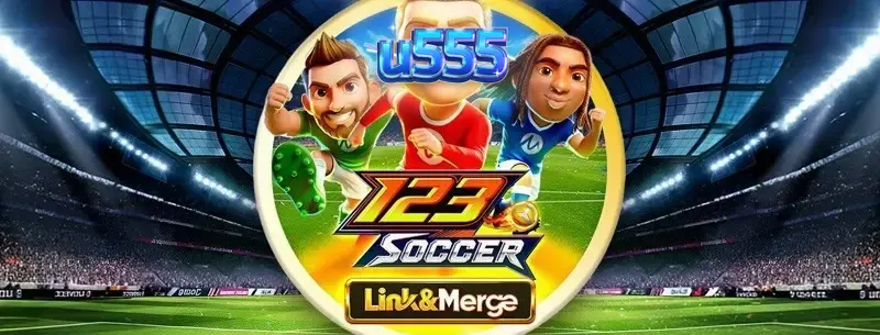 Interface do jogo 123 Soccer Link&Merge com rolos e elementos de futebol